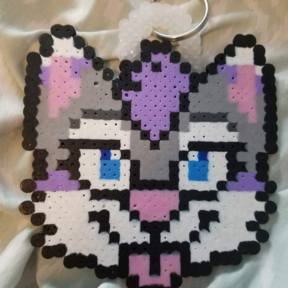 fursuit perler bead keychain